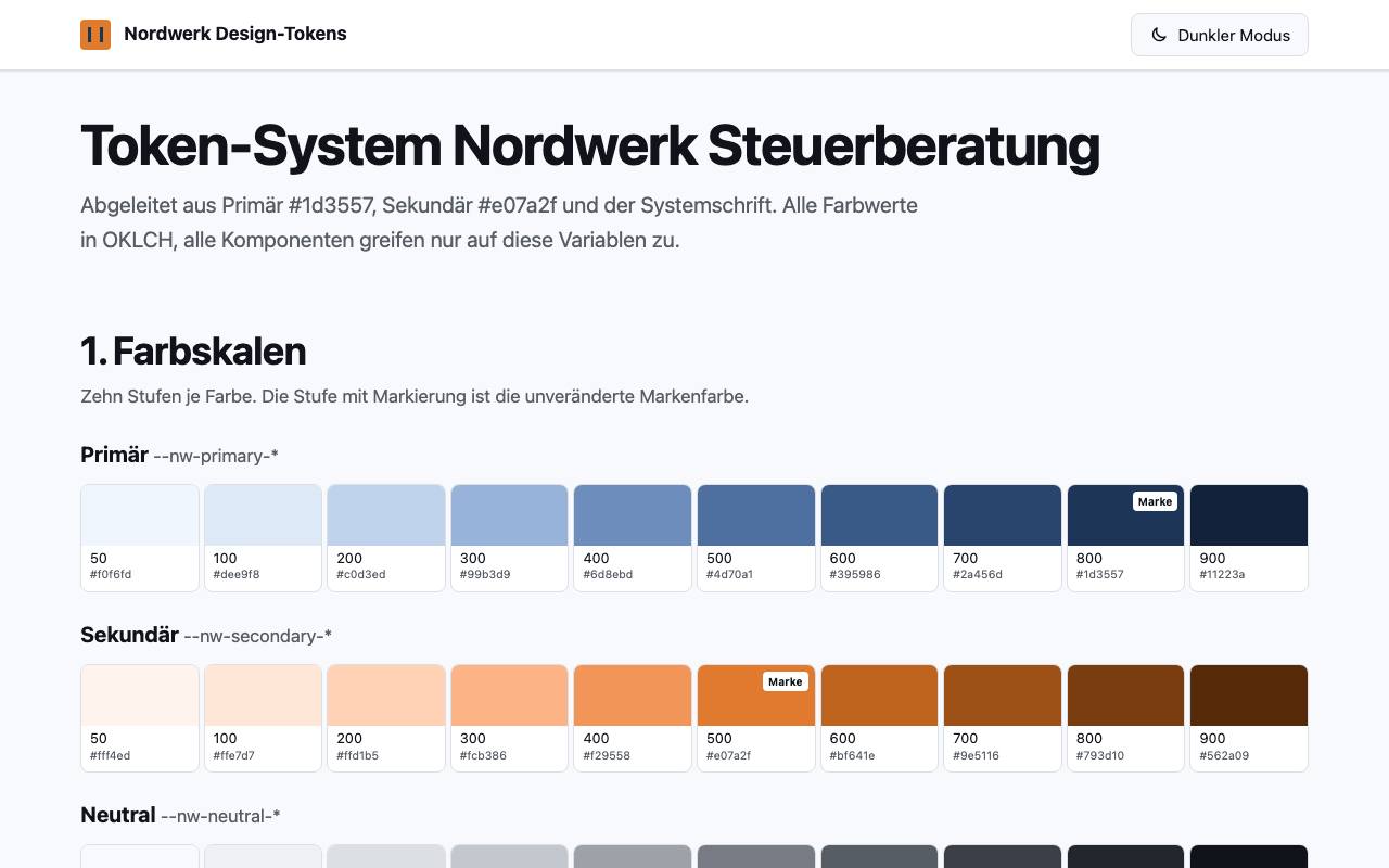 Beispielergebnis: Design-Tokens aus Markenfarben ableiten