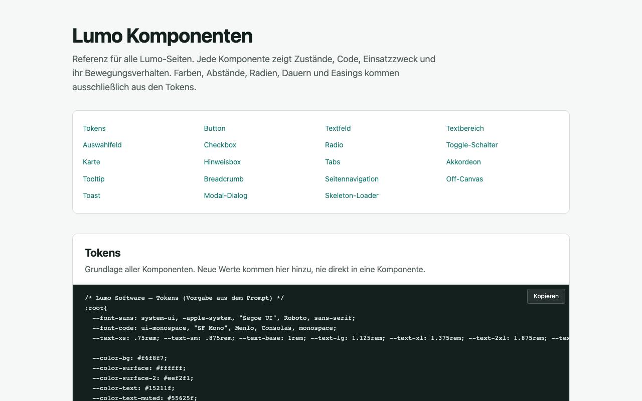 Beispielergebnis: Komponenten-Styleguide als Referenzseite