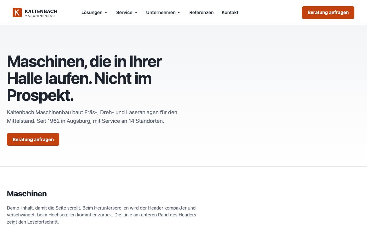 Beispielergebnis: Navigation und Footer, responsive