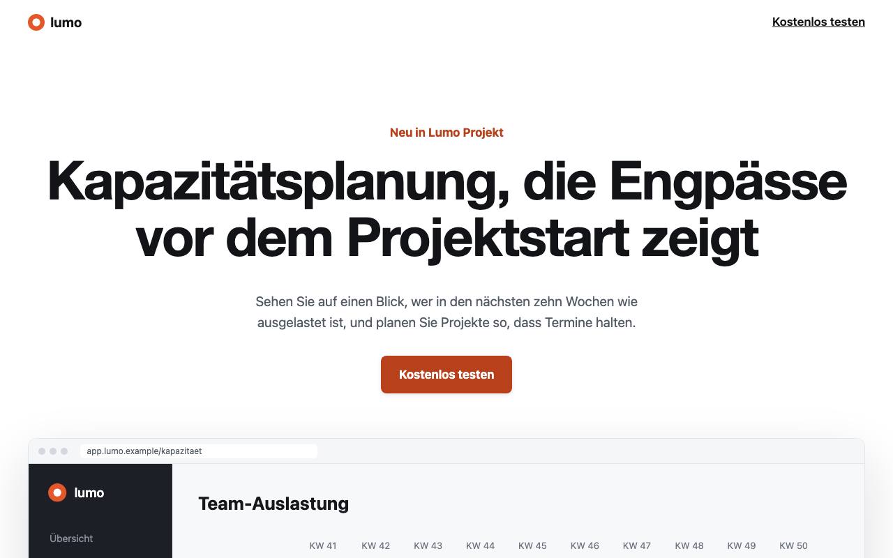 Beispielergebnis: Feature-Seite für eine Software