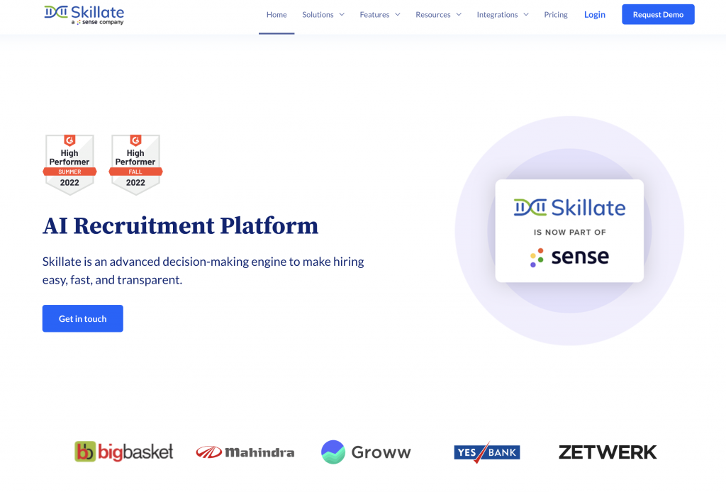 Skillate Homepage KI-Recruiting-Tool